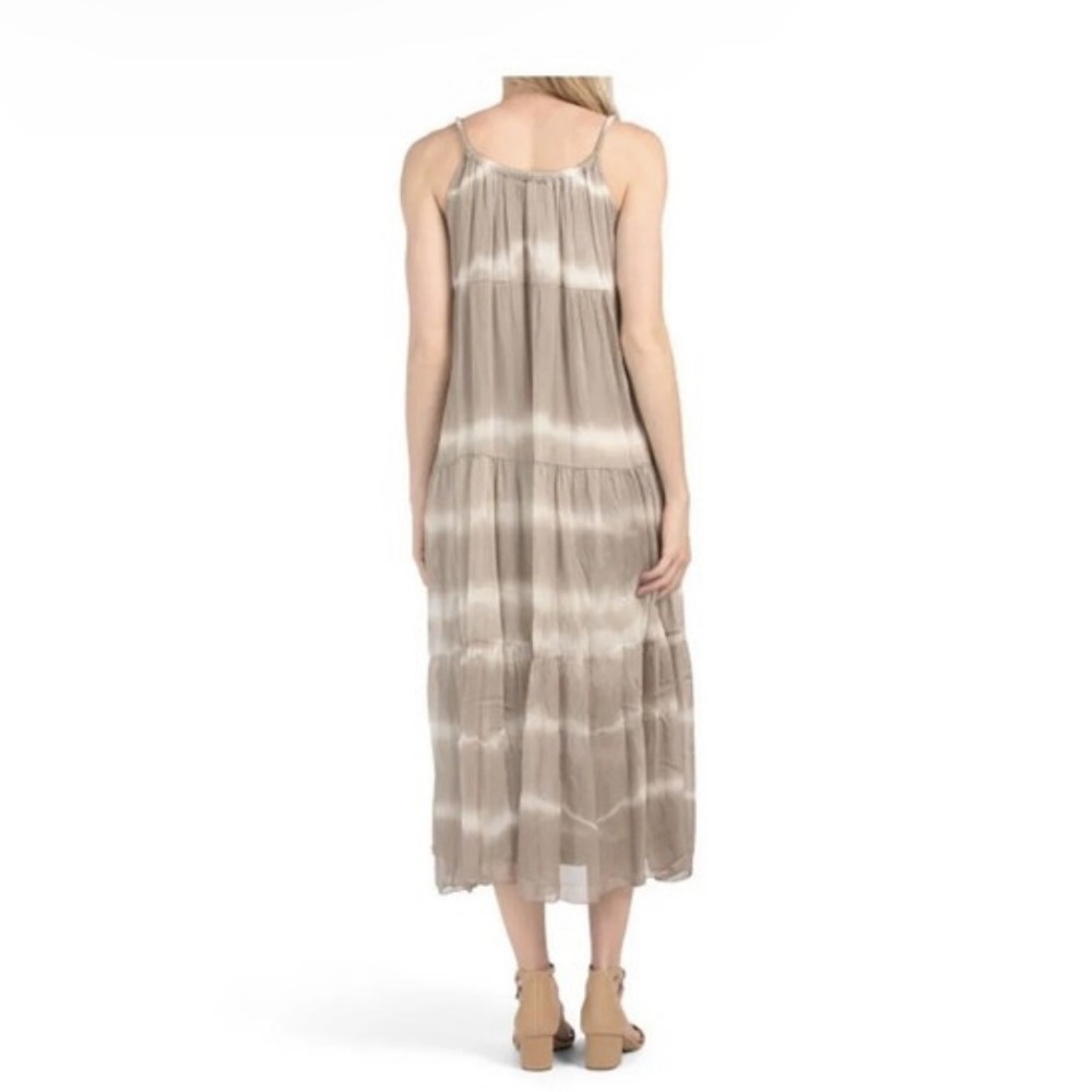 Elena Baldi Tie Dye Silk Blend Midi Dress in Fango Size S Made In Italy - Picture 2 of 10